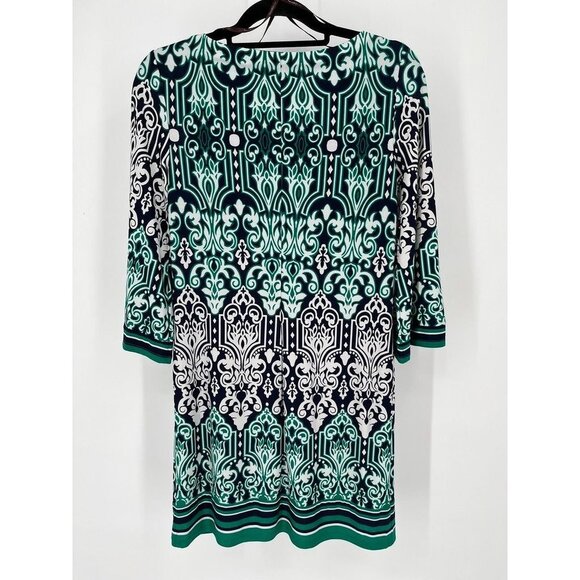 Laundry By Design Ladies Shift Dress 3/4 Sleeve Damask Pattern Lined Size 4 - Picture 6 of 14